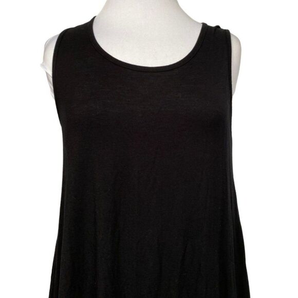 Larace Black Scoop Neck Tunic Tank Swing Top Sz S Rayon Stretch - Picture 2 of 6